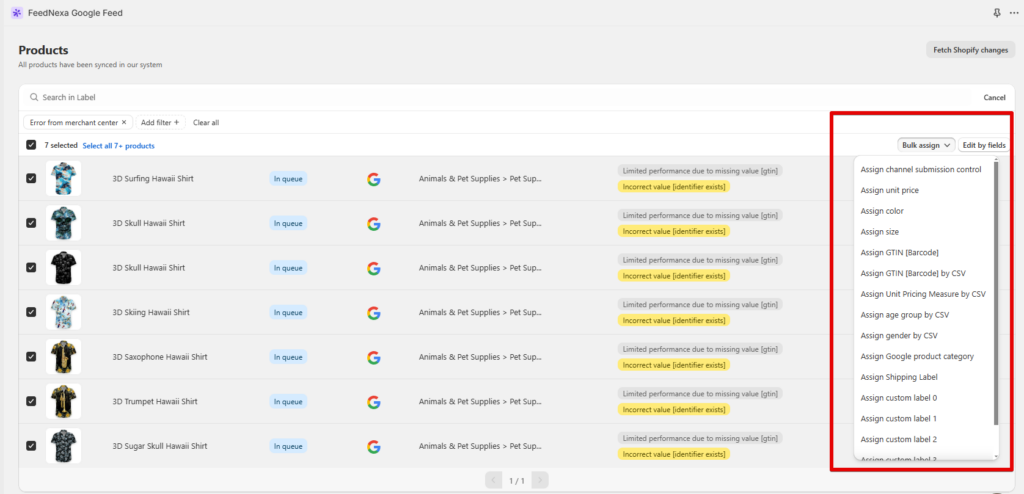 Bulk Assign and editing data fields