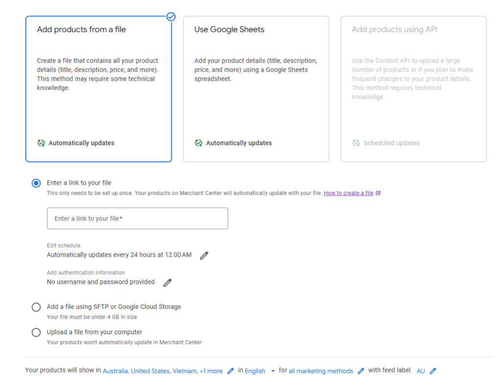 Choose Add products from a file