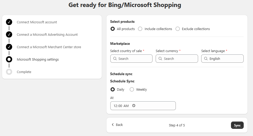 Configure Microsoft Shopping Settings