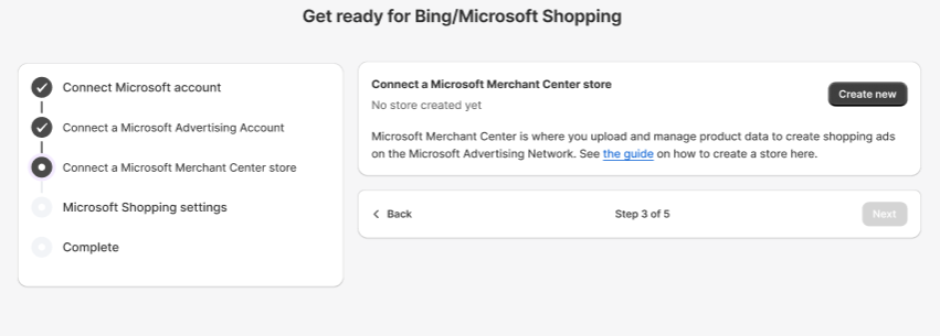 Create Microsoft Merchant Center Store