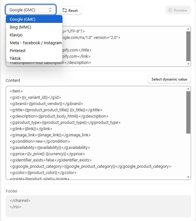 Create Product feeds step 2