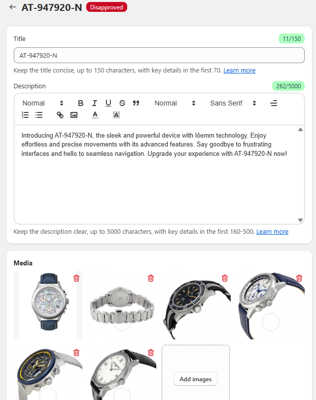 Edit a product