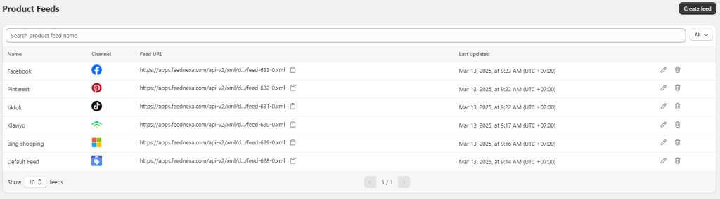 Manage Product Feeds