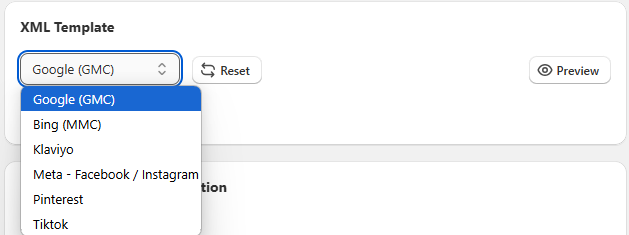Navigate to the XML Template Section