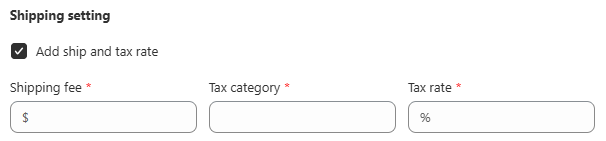 Shipping setting