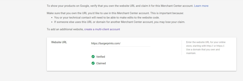 Verified and claimed website