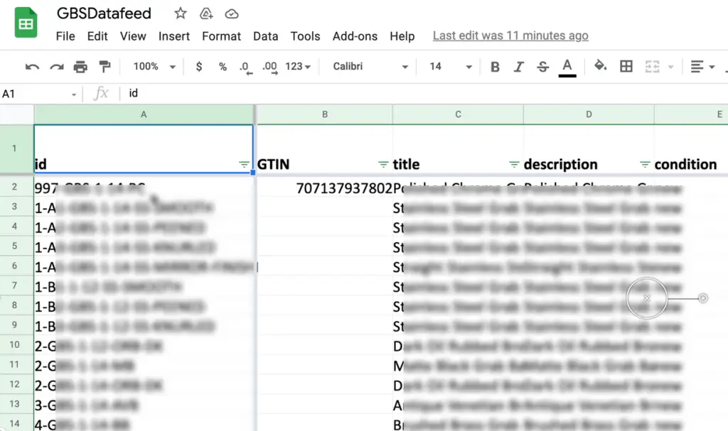 Upload GTINs in bulk using Google Sheets