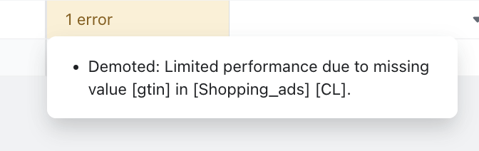 What Does “Limited Performance Due to Missing Value GTIN” Mean?